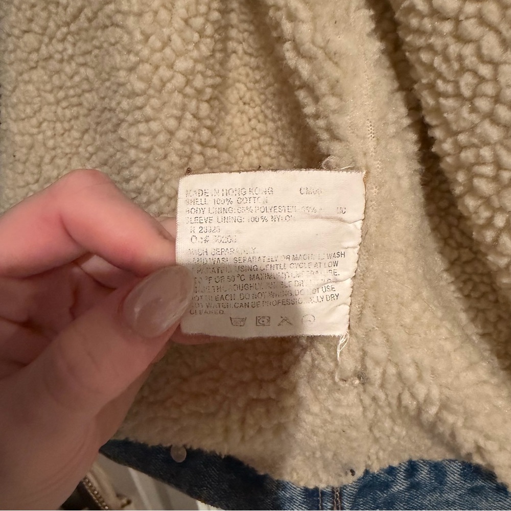 High Noon Vintage Denim Sherpa Lined Jacket with Corduroy Collar - Picture 8 of 9